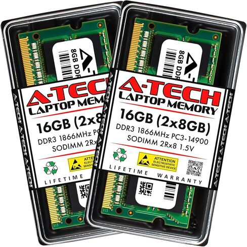ذاكرة وصول عشوائي A-Tech سعة 16 جيجابايت (2 × 8 جيجابايت) للوحة الأم ASRock NUC N4200-NUC-DL/ N3350-NUC-DL | DDR3L 1866MHz PC3-14900 Non ECC SO-DIMM 2Rx8 1.35V - مجموعة ترقية ذاكرة الكمبيوتر المحمول والكمبيوتر المحمول in Kuwait