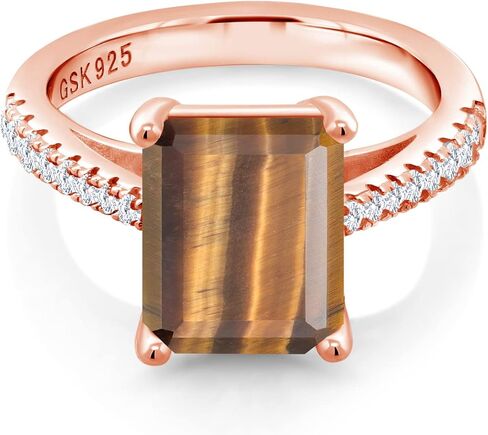 Gem Stone King 18K Rose Gold Plated Silver Gemstone Birthstone and White Created Sapphire Ring For Women (Available In Size 5, 6, 7, 8, 9) in Saudi Arabia