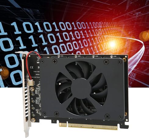 محول M.2 PCIE PCIE 4.0 X16 بطاقة NVMe ذات 4 منافذ مع مروحة تبريد لواجهة SSD X16 عالية السرعة للمستخدمين in Kuwait