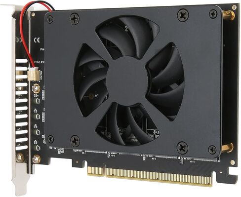 محول M.2 PCIE PCIE 4.0 X16 بطاقة NVMe ذات 4 منافذ مع مروحة تبريد لواجهة SSD X16 عالية السرعة للمستخدمين in Kuwait