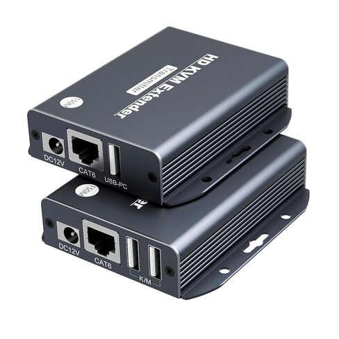 4K HDMI KVM عبر موسع إيثرنت Balun عبر CAT5e/6/7 كابل 4K @ 60 هرتز حتى 200 قدم، يدعم لوحة المفاتيح والماوس USB HDMI Loop Out HDCP2.2، الطاقة عبر الكابل بدون الكمون in Kuwait