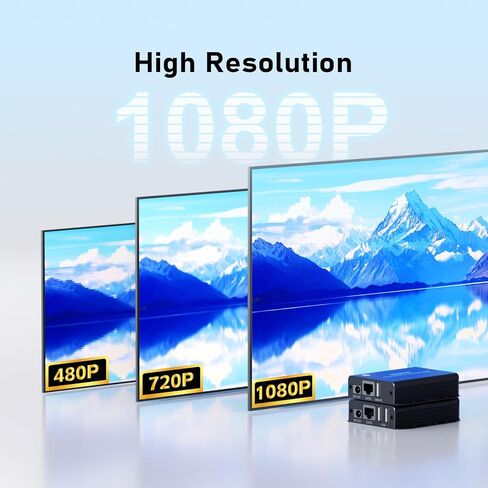 4K HDMI KVM عبر موسع إيثرنت Balun عبر CAT5e/6/7 كابل 4K @ 60 هرتز حتى 200 قدم، يدعم لوحة المفاتيح والماوس USB HDMI Loop Out HDCP2.2، الطاقة عبر الكابل بدون الكمون in Kuwait