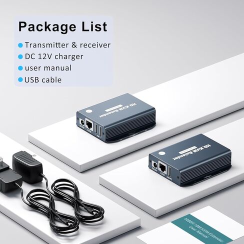 4K HDMI KVM عبر موسع إيثرنت Balun عبر CAT5e/6/7 كابل 4K @ 60 هرتز حتى 200 قدم، يدعم لوحة المفاتيح والماوس USB HDMI Loop Out HDCP2.2، الطاقة عبر الكابل بدون الكمون in Kuwait