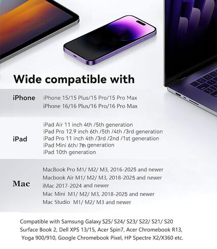 كابل Apple USB-C إلى HDMI 4K@60 هرتز لسلسلة iPhone 15 16، 6FT من النايلون المضفر عالي السرعة من النوع C إلى HDMI 2.0 سلك Thunderbolt 5/4/3 لجهاز MacBook Pro/Air، iPad Pro، iMac، Galaxy S25 S24، Surface in Kuwait