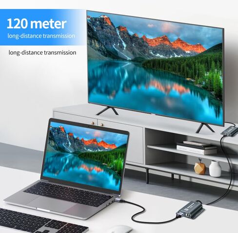 HDMI Extender 400FT/120M with POC 1080P@60Hz 3D HDMI Repeater HDMI to RJ45 to HDMI Extender Converter by UTP Cat5e/6/7 OFC Cable with 5V Power Adapter,Support EDID in Saudi Arabia