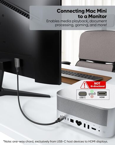 كابل USB C إلى HDMI بطول 2 قدم، كابل USB قصير من النوع C إلى HDMI 2.0 [4K@60 هرتز، عالي السرعة] سلك شاشة مجدول متوافق مع Thunderbolt 5/4/3، MacBook Pro Air/Mac Mini/iPad/iPhone17/16، Galaxy S25 in Kuwait