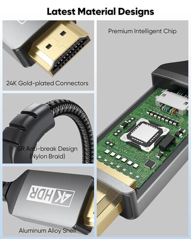 كابل USB C إلى HDMI بطول 2 قدم، كابل USB قصير من النوع C إلى HDMI 2.0 [4K@60 هرتز، عالي السرعة] سلك شاشة مجدول متوافق مع Thunderbolt 5/4/3، MacBook Pro Air/Mac Mini/iPad/iPhone17/16، Galaxy S25 in Kuwait