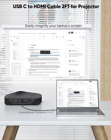 كابل USB C إلى HDMI بطول 2 قدم، كابل USB قصير من النوع C إلى HDMI 2.0 [4K@60 هرتز، عالي السرعة] سلك شاشة مجدول متوافق مع Thunderbolt 5/4/3، MacBook Pro Air/Mac Mini/iPad/iPhone17/16، Galaxy S25 in Kuwait