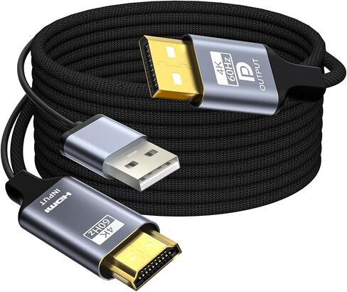 محول HDMI إلى DisplayPort، 6 أقدام نشط 4K@60 هرتز HDMI إلى DP كابل مجدول، HDMI أحادي الاتجاه إلى DP مع طاقة USB لجهاز PS5، Xbox Series X/S، Switch، الكمبيوتر الشخصي، الكمبيوتر المحمول إلى شاشة DP، NVIDIA AMD in Saudi Arabia