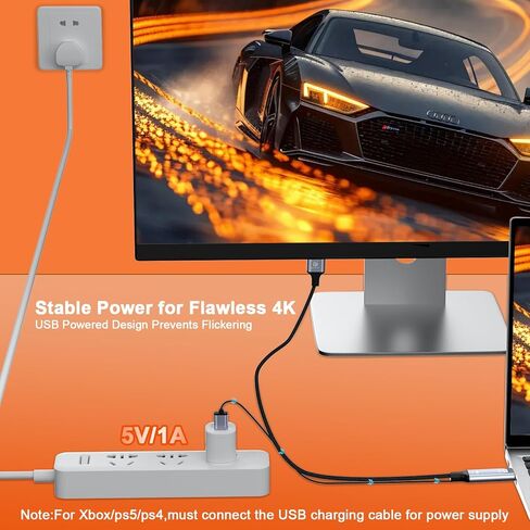 محول HDMI إلى DisplayPort، 6 أقدام نشط 4K@60 هرتز HDMI إلى DP كابل مجدول، HDMI أحادي الاتجاه إلى DP مع طاقة USB لجهاز PS5، Xbox Series X/S، Switch، الكمبيوتر الشخصي، الكمبيوتر المحمول إلى شاشة DP، NVIDIA AMD in Saudi Arabia