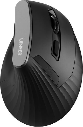 Uineer Vertical Mouse, 2.4GHz Ergonomic Wireless Bluetooth Mouse, 800/1200/1600/2400 Adjustable Dpi, 5 Buttons Ergonomic Mouse for Laptop, PC, Mac, Comfort and Reduced Wrist Strain (Black) in Saudi Arabia