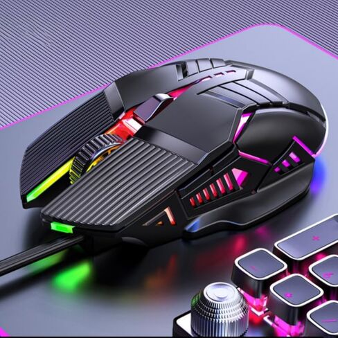 Gaming Mouse, 3200 DPI Adjustable Optical Wired Mouse, 6 Key and Colorful Lighting Effects for Windows/Mac/Laptop, Black in Saudi Arabia