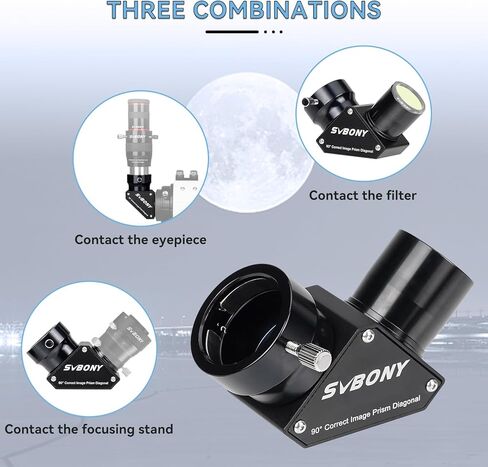 SVBONY SV245 Zoom Eyepiece, 8 to 16mm Telescope Eyepiece, Parfocal Design Bundle with SV215 Zoom Eyepiece, 1.25 Inch Lens, 3mm to 8mm and SV222 90 Degree Diagonal Mirror, 1.25 Inch in Saudi Arabia