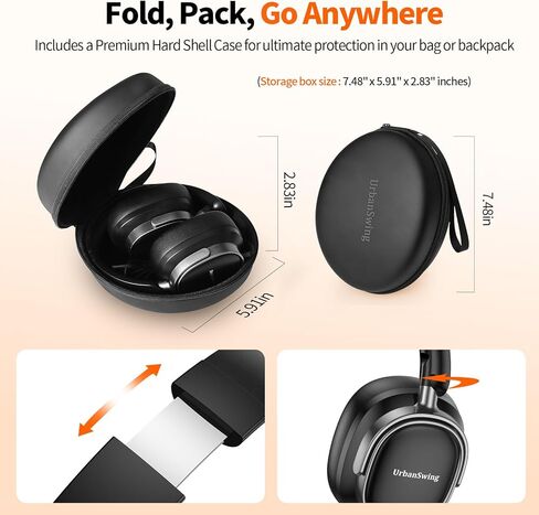 سماعات رأس سلكية W70 فوق الأذن مع ميكروفون، ومحول USB-C بالإضافة إلى مقبس 3.5 مم وحقيبة سفر صلبة، سلك مضفر طويل للغاية بطول 4.9 أقدام لأجهزة iPad وiPhone 16/17 وSamsung وPS5 والمراهقين والبالغين in Kuwait