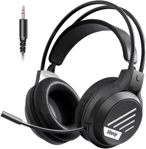 Over-Ear Wired Headphones with Microphone, 3.5mm Plug in Headphones Corded, Noise Isolating & Stereo, Lightweight Portable Headsets for Smartphone, Tablet, Computer, Mp3/4, Black in Saudi Arabia