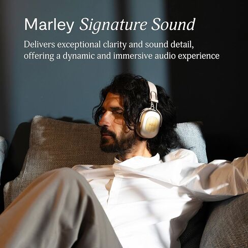 سماعات رأس House of Marley Positive Vibration Rebel Wireless ANC - سماعات بلوتوث فوق الأذن مع خاصية إلغاء الضوضاء التكيفية، وقت تشغيل 130 ساعة، IPX5، مواد مستدامة (كريمي) in Kuwait