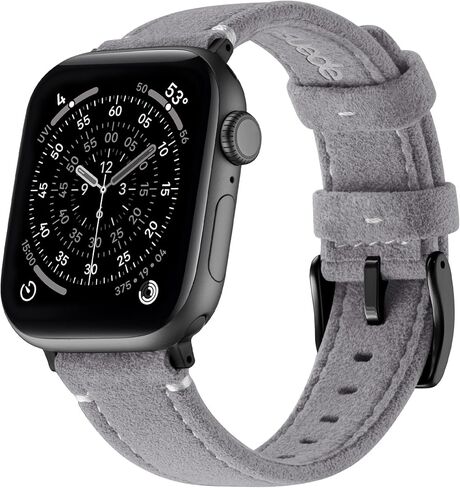 حزام من الجلد السويدي Bandletic متوافق مع Apple Watch Ultra 3 2 1 Band 49mm للرجال، حزام بديل مسامي لسلسلة iWatch 11 10 (46 مم)، 9 8 7 (45 مم)، SE3 SE2 SE 6 5 4 (44 مم)، أسود/برتقالي in Saudi Arabia