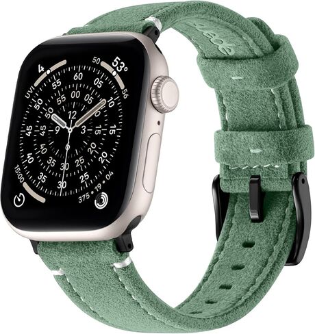 حزام من الجلد السويدي Bandletic متوافق مع Apple Watch Ultra 3 2 1 Band 49mm للرجال، حزام بديل مسامي لسلسلة iWatch 11 10 (46 مم)، 9 8 7 (45 مم)، SE3 SE2 SE 6 5 4 (44 مم)، أسود/برتقالي in Saudi Arabia