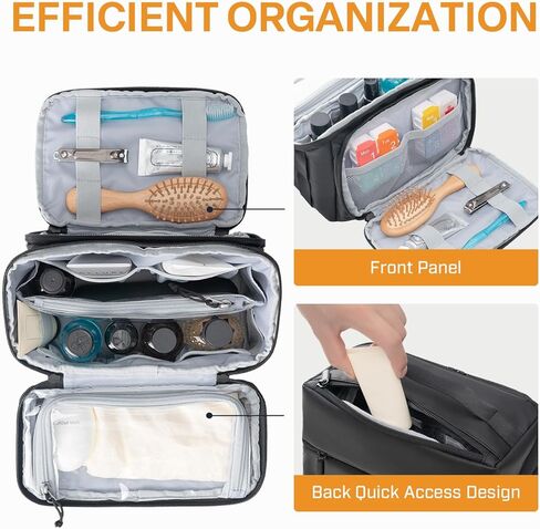 حقيبة أدوات الزينة المدمجة من Everfun للرجال والنساء أثناء السفر، مجموعة أدوات الحلاقة مفتوحة واسعة، حقيبة نظافة لتنظيم المكياج مقاومة للماء مع حجرة رطبة وجافة - أسود، صغير 9.25 × 5.5 × 6.75 in Kuwait