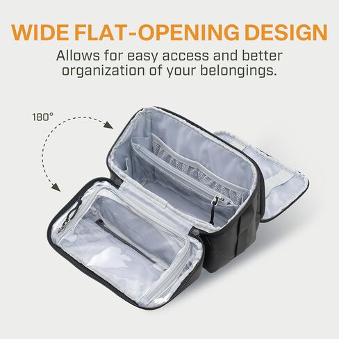 حقيبة أدوات الزينة المدمجة من Everfun للرجال والنساء أثناء السفر، مجموعة أدوات الحلاقة مفتوحة واسعة، حقيبة نظافة لتنظيم المكياج مقاومة للماء مع حجرة رطبة وجافة - أسود، صغير 9.25 × 5.5 × 6.75 in Kuwait