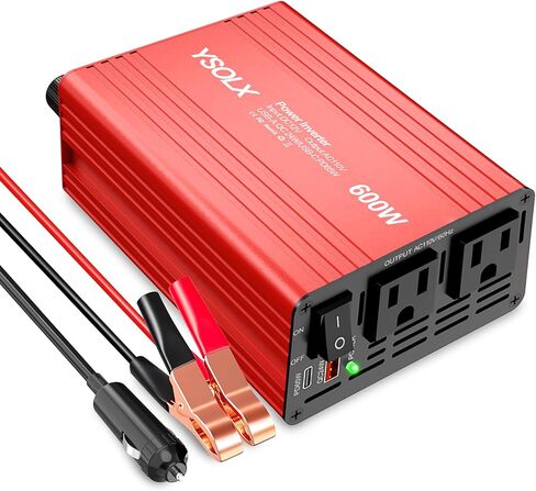 محول طاقة YSOLX بقدرة 500 واط تيار مستمر 12 فولت إلى 110 فولت تيار متردد مع منفذي USB ومنفذي تيار متردد، محول شاحن سيارة لرحلة الطريق والتخييم in Kuwait