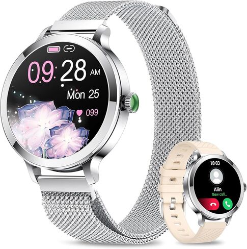 Smart Watches for Women, 1.106" AMOLED Small Screen Smartwatch Answer/Make Call for Android iOS Phones, IP68 Waterproof Fitness Activity Tracker with 100+ Sports, Heart Rate, SpO2, Rose Gold in Saudi Arabia