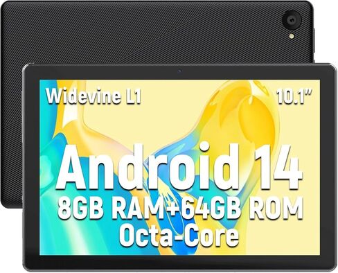 تابلت 10 بوصة، كمبيوتر لوحي Android 14، ذاكرة وصول عشوائي 8 جيجابايت + ذاكرة تخزين داخلية 64 جيجابايت (1 تيرابايت TF)، ثماني النواة 2.0 جيجاهرتز، بلوتوث 5.0، واي فاي 6، Widevine L1، 5 ميجابكسل + 8 ميجابكسل، 5000 مللي أمبير، النوع C (أسود، 10) in Kuwait