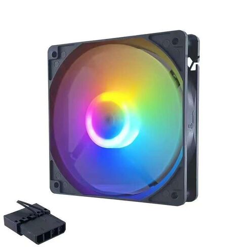 مراوح RS120 ARGB 120 مم PWM - اتصال سلسلة ديزي - ضوضاء منخفضة - محمل قبة مغناطيسي - حزمة ثلاثية - أسود in Saudi Arabia