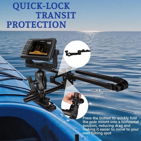 Livescope Transducer Pole Mount for Kayak/Boat,Drill-Down Base with 1.5'' Ball, with T Bolts for Kayak Track,Portable in Saudi Arabia