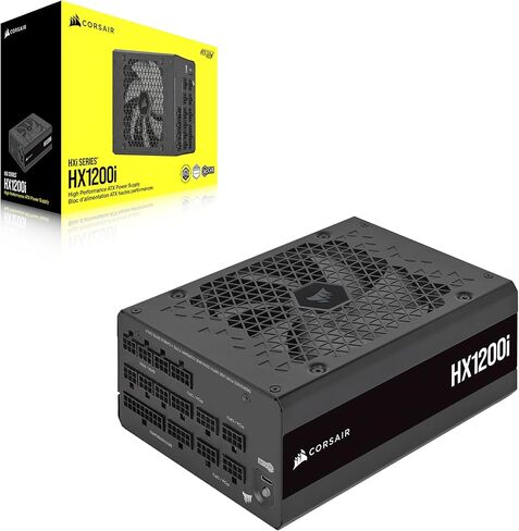 Corsair HX1200i مصدر طاقة ATX وحدات كاملة منخفضة الضوضاء - متوافق مع ATX 3.1 وPCIe 5.1 - مروحة تحمل ديناميكية سائلة - كفاءة بلاتينية 80 بلس - أسود (متجدد) in Kuwait