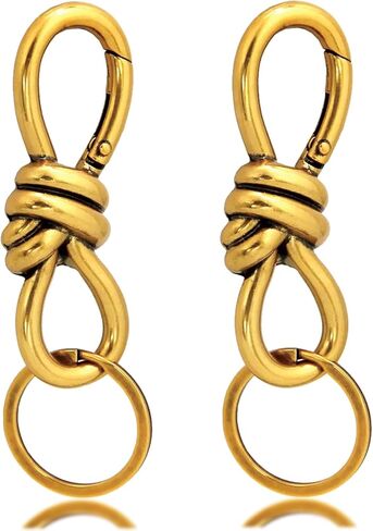 Gold Twist Knot Clasp Bag Charms Keychain, 2Pcs Trendy D-Ring Keychains Purse Charm Heavy Duty Spring Snap Hook in Saudi Arabia