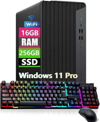 كمبيوتر HP ProDesk 600 G6 Microtower Desktop Computer MT PC، Intel six-Core i5-10500، 256GB SSD، 16GB RAM، يتضمن لوحة مفاتيح، ماوس، Wi-Fi، Bluetooth، Windows 11 Pro كامل الحجم Tower Business Desktop (متجدد) in Saudi Arabia