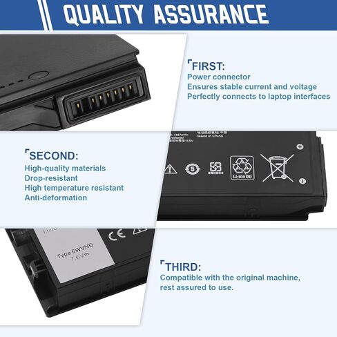 6WVHD 35.6Wh Laptop Battery Replacement for DELL Latitude 7230 Rugged Extreme Tablet T06H T06H001 Series FNW8F 0VDDJY VDDJY 0JM6CX JM6CX 451-BDDY 7.6V 4457mAh in Saudi Arabia