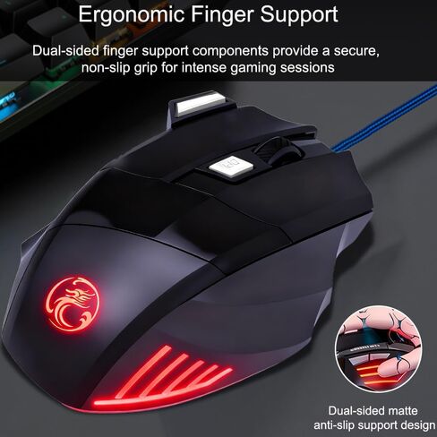 ماوس ألعاب سلكي عالي الأداء، 3200 نقطة في البوصة، RGB، أوزان قابلة للتعديل للكمبيوتر المحمول - أسود in Saudi Arabia