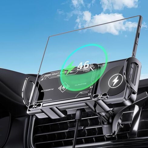 Wireless Car Charge, 2 in 1 Auto Rotating Car Phone Holder, 15 Watt Dual Coil Wireless Fast Charging Phone Mount for Samsung Galaxy Z Fold 7/6/5/4/3/2 and Small ipad and iPhone in Kuwait