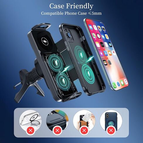 Wireless Car Charge, 2 in 1 Auto Rotating Car Phone Holder, 15 Watt Dual Coil Wireless Fast Charging Phone Mount for Samsung Galaxy Z Fold 7/6/5/4/3/2 and Small ipad and iPhone in Kuwait