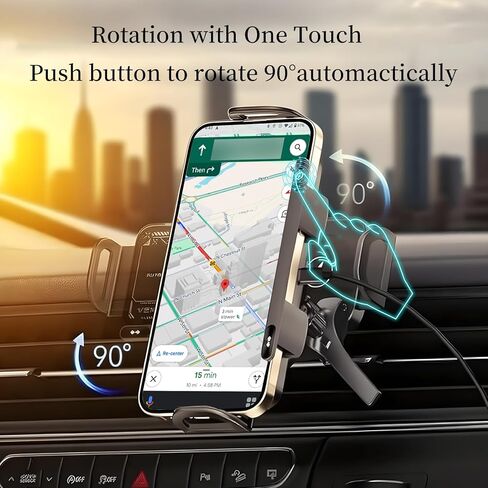Wireless Car Charge, 2 in 1 Auto Rotating Car Phone Holder, 15 Watt Dual Coil Wireless Fast Charging Phone Mount for Samsung Galaxy Z Fold 7/6/5/4/3/2 and Small ipad and iPhone in Kuwait