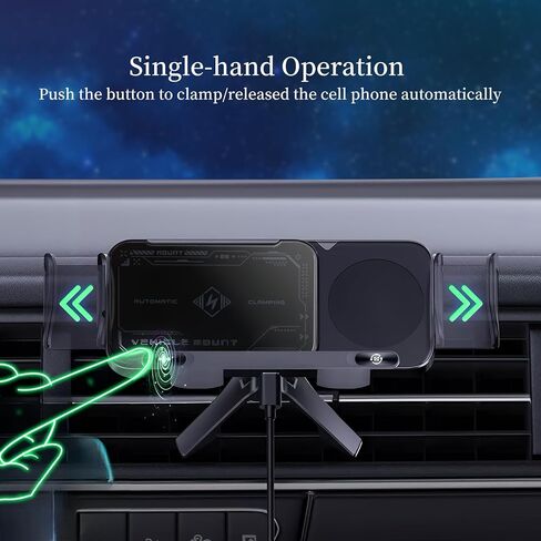 Wireless Car Charge, 2 in 1 Auto Rotating Car Phone Holder, 15 Watt Dual Coil Wireless Fast Charging Phone Mount for Samsung Galaxy Z Fold 7/6/5/4/3/2 and Small ipad and iPhone in Kuwait