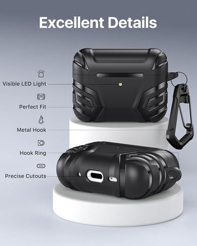 حافظة MoKo لجهاز AirPods Pro 3 (2025)، حافظة رائعة متوافقة مع Apple AirPods Pro الجيل الثالث، غطاء حماية كامل مقاوم للصدمات من مادة TPU مع مجموعة منظف وسلسلة مفاتيح، أسود in Kuwait