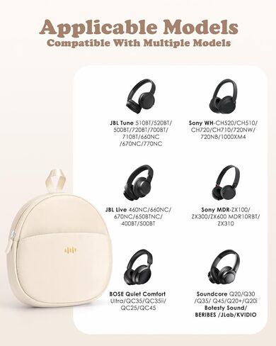 Headphone Case Soft for JBL Tune 510BT/520BT/500BT/720BT/Sony WH-CH520/510/720/BERIBES/SoundCore/Bose/TOZO/KVIDIO/JLab,Upgraded Fabric Ultra-Thin Headphones Bag Travel Carrying Universal (Beige) in Saudi Arabia