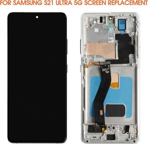 INCELL لهاتف Samsung Galaxy S21 Ultra استبدال الشاشة لشاشة S21 Ultra LCD G998B SM-G998U LCD محول الأرقام شاشة تعمل باللمس مع إطار فضي (بدون بصمة) in Kuwait