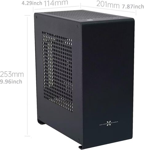A1P Mini-ITX Case, Micro ITX PC Case, Mini Computer Case in Black Color, Full Aluminum Small Gaming Case with 3.0 Dual Reverse PCI Riser Cable in Saudi Arabia