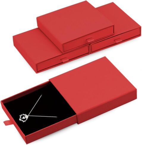 4 Pack Square Drawer Type Jewelry Gift Boxes, 4" x 4" Cardboard Jewelry Display Case, Paper Jewelry Boxes Drawer for Necklace Bracelet Earring Packaging Storage (White) in Saudi Arabia