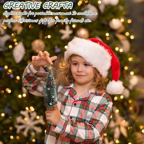 9 Pack Pink Christmas Bottle Brush Trees, Artificial Mini Christmas Tree Decorated Ornaments Small Pink Sisal Tree with Wood Base for Xmas Winter Snow Miniature Tabletop Home Decoration in Saudi Arabia