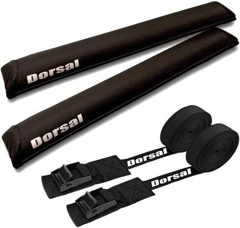 DORSAL Aero Roof Rack Pads with 15 ft Surf Straps - Pack of 4 for Car Surfboard Kayak SUP Long Polyester 28" Inch Black in Saudi Arabia