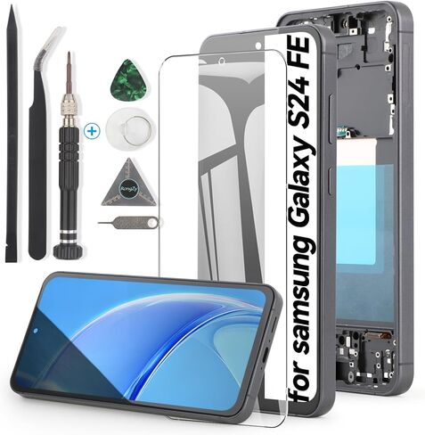 YWLRONG لهاتف Samsung Galaxy S24 FE بديل لشاشة Samsung S24 FE S721B/S721U/S721W/S7210/721N شاشة LCD تعمل باللمس مع أدوات (Incell، مع إطار) in Kuwait