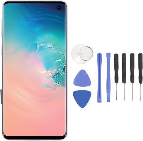 شاشة OLED تعمل باللمس محول رقمي لاستبدال مجموعة شاشة اللمس للهاتف الخلوي SM S10، مع وظيفة بصمة الإصبع وأدوات إصلاح، 6.1 بوصة (فضي) in Saudi Arabia