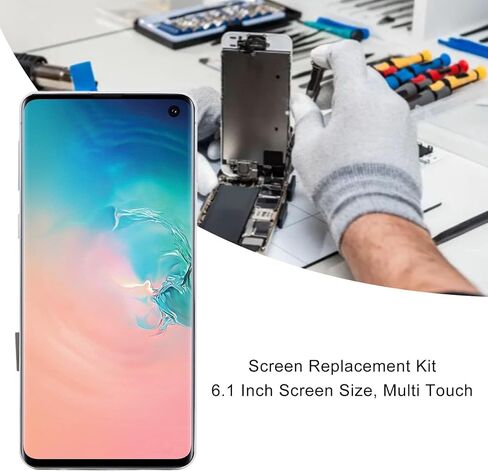 شاشة OLED تعمل باللمس محول رقمي لاستبدال مجموعة شاشة اللمس للهاتف الخلوي SM S10، مع وظيفة بصمة الإصبع وأدوات إصلاح، 6.1 بوصة (فضي) in Saudi Arabia