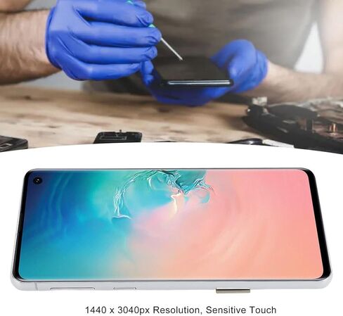 شاشة OLED تعمل باللمس محول رقمي لاستبدال مجموعة شاشة اللمس للهاتف الخلوي SM S10، مع وظيفة بصمة الإصبع وأدوات إصلاح، 6.1 بوصة (فضي) in Saudi Arabia