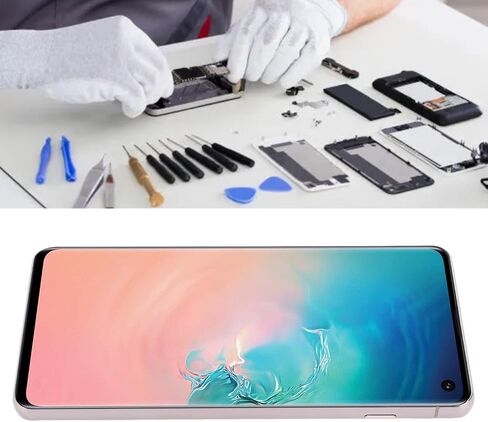شاشة OLED تعمل باللمس محول رقمي لاستبدال مجموعة شاشة اللمس للهاتف الخلوي SM S10، مع وظيفة بصمة الإصبع وأدوات إصلاح، 6.1 بوصة (فضي) in Saudi Arabia